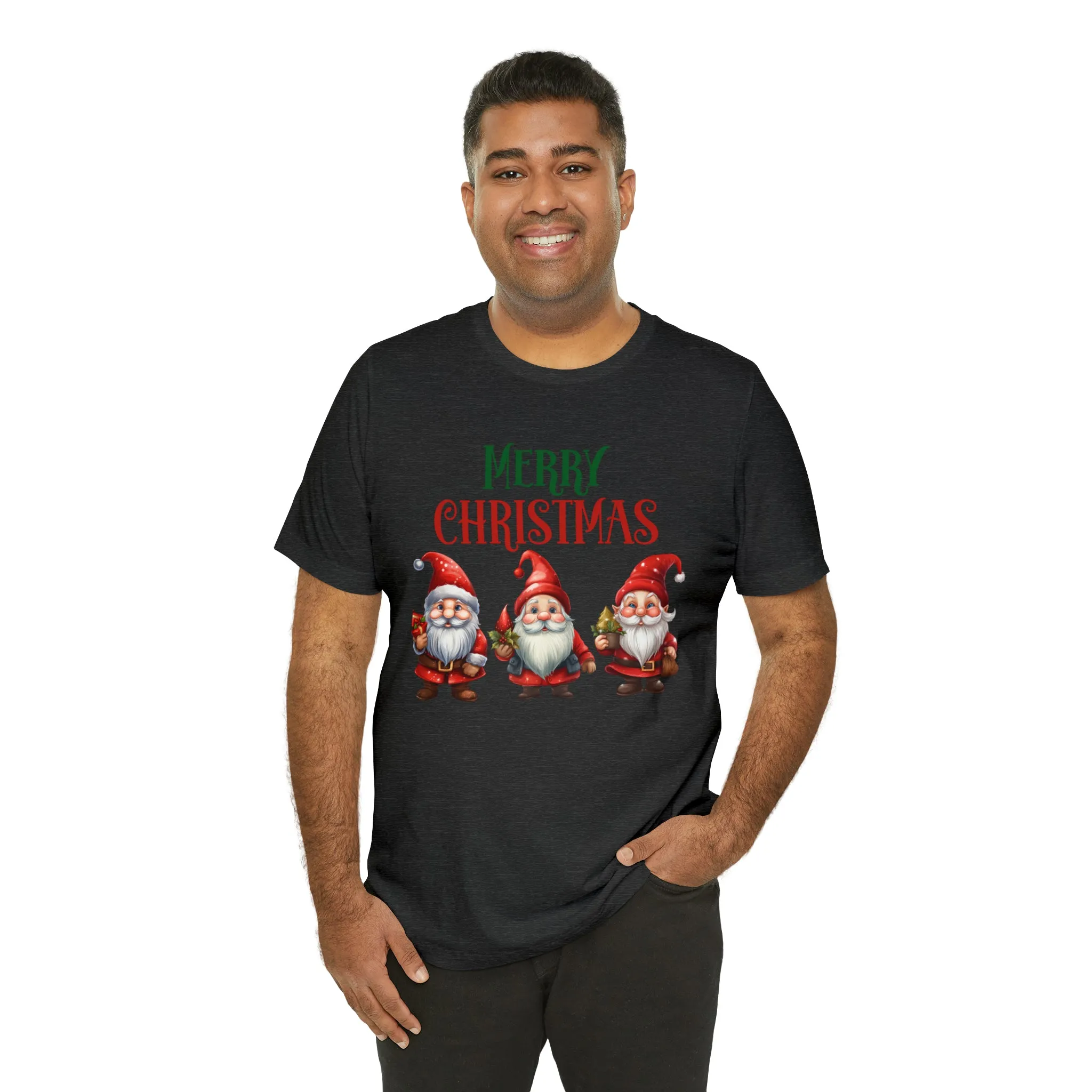 Three Gnomes Merry Christmas T-Shirt | Festive XMas Tee |  Bella Canvas 3001 Unisex | Happy Holidays Short Sleeve Tshirt