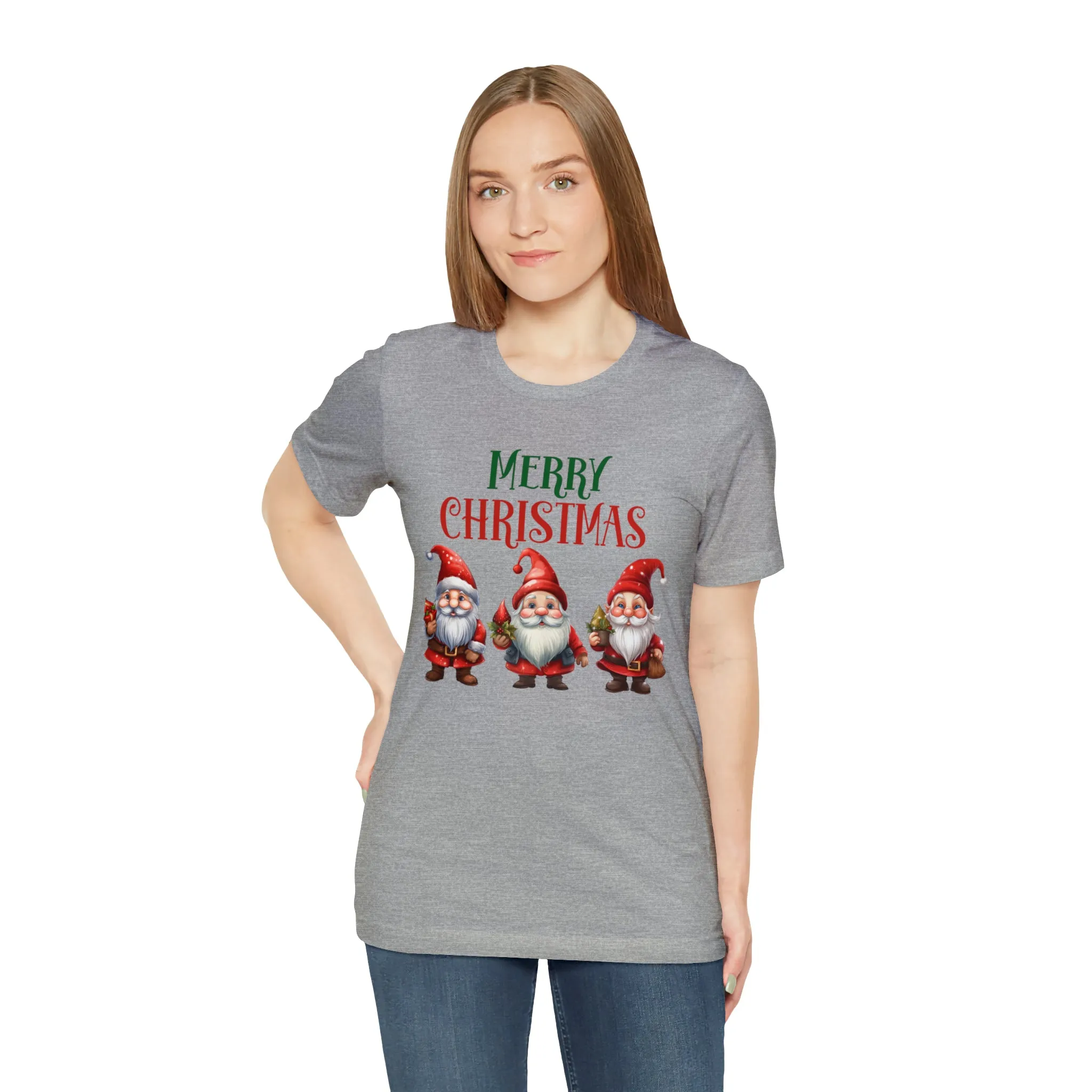 Three Gnomes Merry Christmas T-Shirt | Festive XMas Tee |  Bella Canvas 3001 Unisex | Happy Holidays Short Sleeve Tshirt