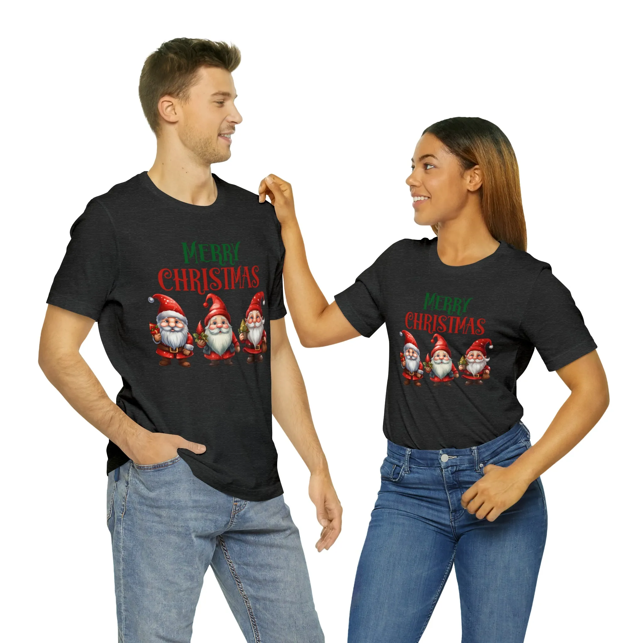 Three Gnomes Merry Christmas T-Shirt | Festive XMas Tee |  Bella Canvas 3001 Unisex | Happy Holidays Short Sleeve Tshirt