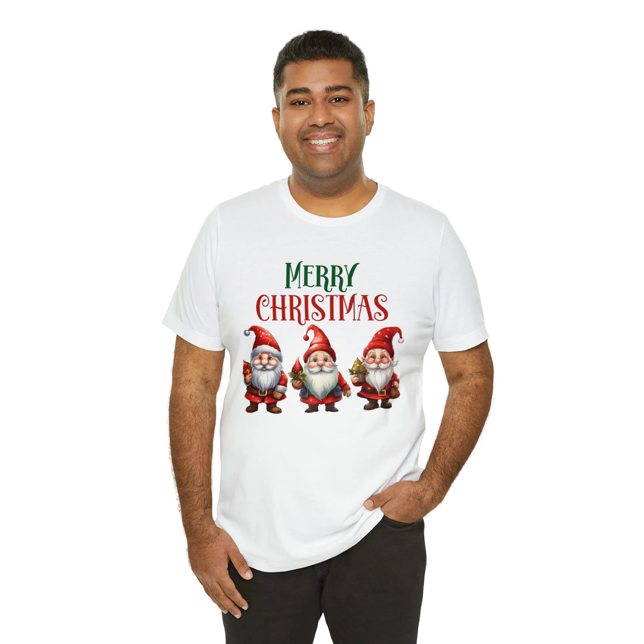 Three Gnomes Merry Christmas T-Shirt | Festive XMas Tee |  Bella Canvas 3001 Unisex | Happy Holidays Short Sleeve Tshirt