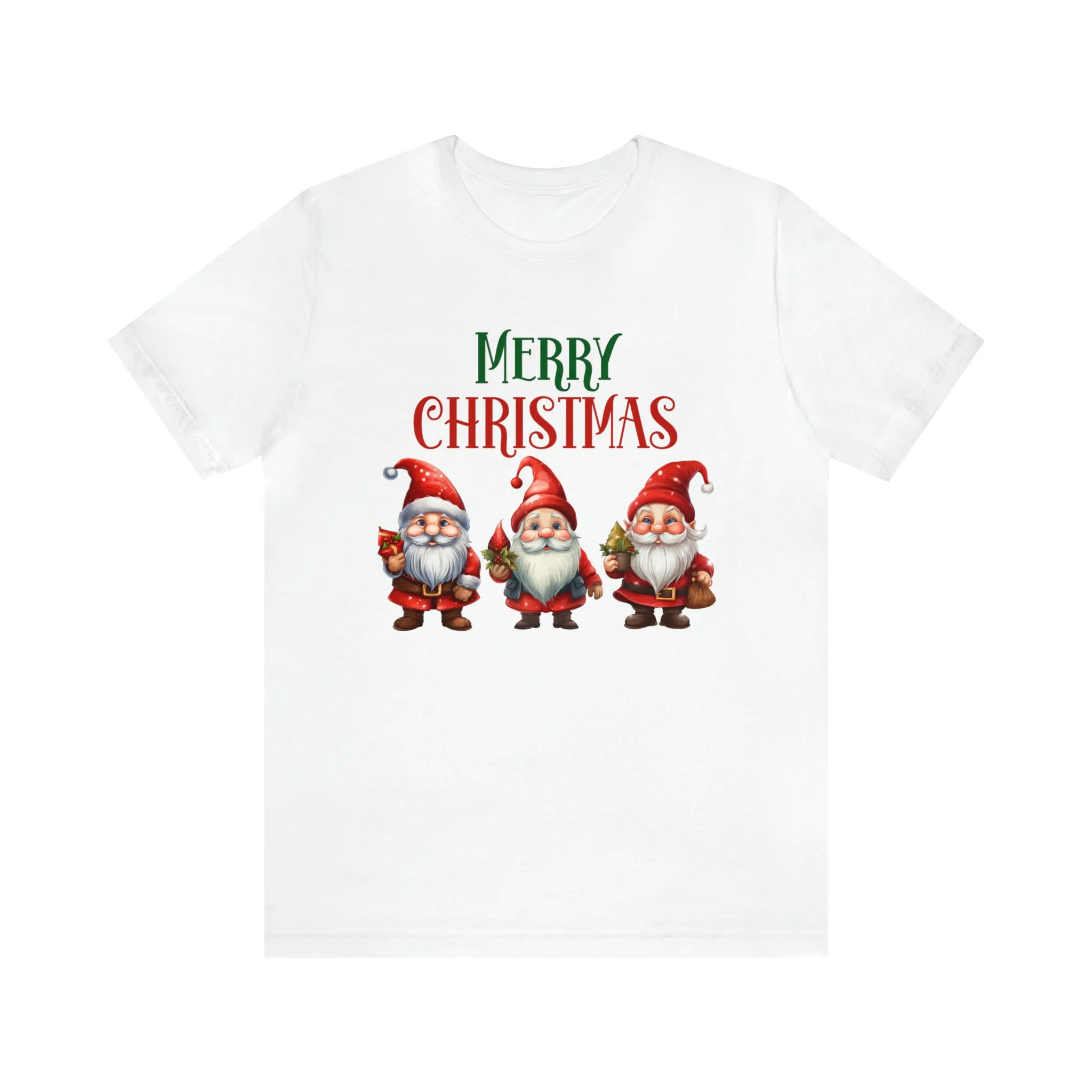 Three Gnomes Merry Christmas T-Shirt | Festive XMas Tee |  Bella Canvas 3001 Unisex | Happy Holidays Short Sleeve Tshirt