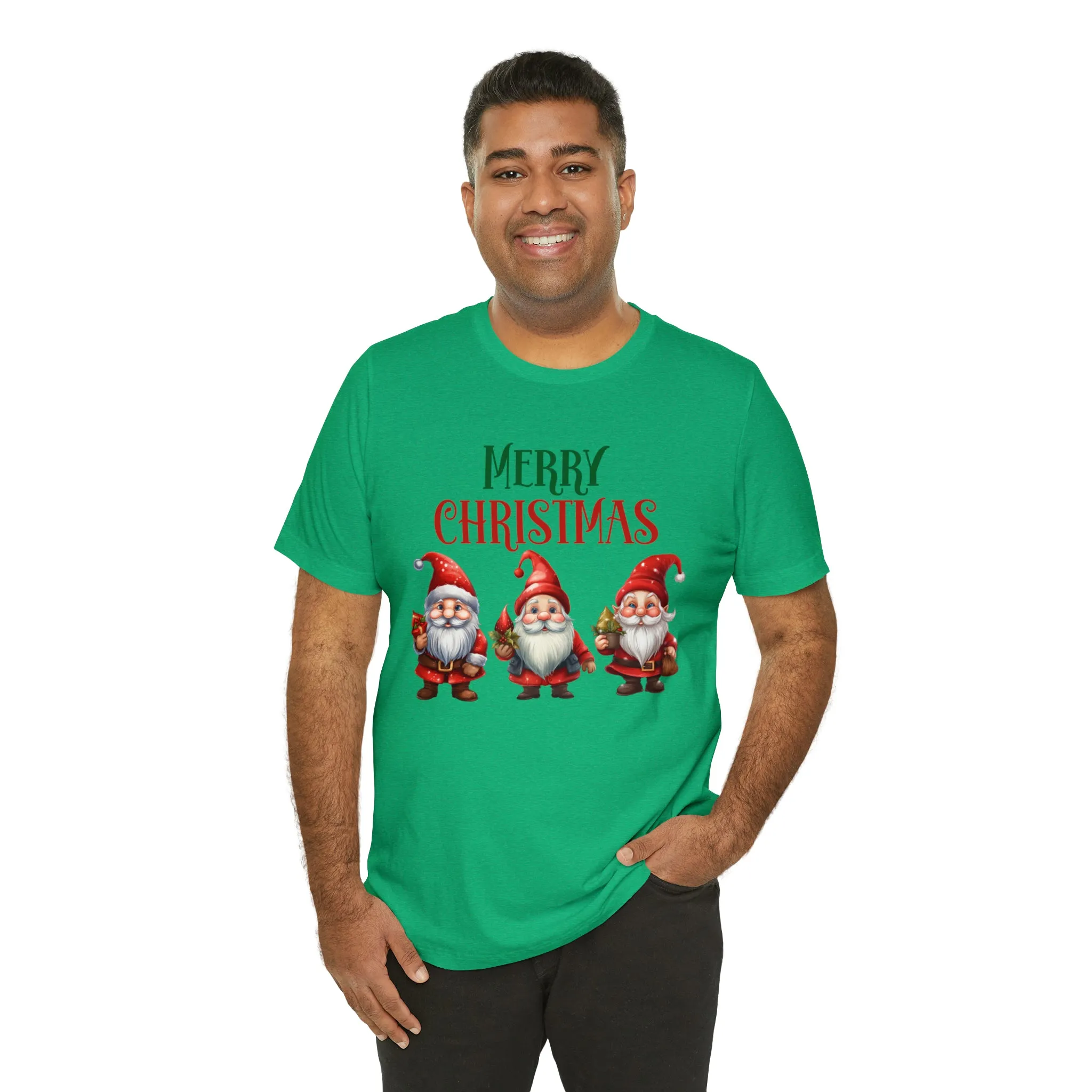 Three Gnomes Merry Christmas T-Shirt | Festive XMas Tee |  Bella Canvas 3001 Unisex | Happy Holidays Short Sleeve Tshirt