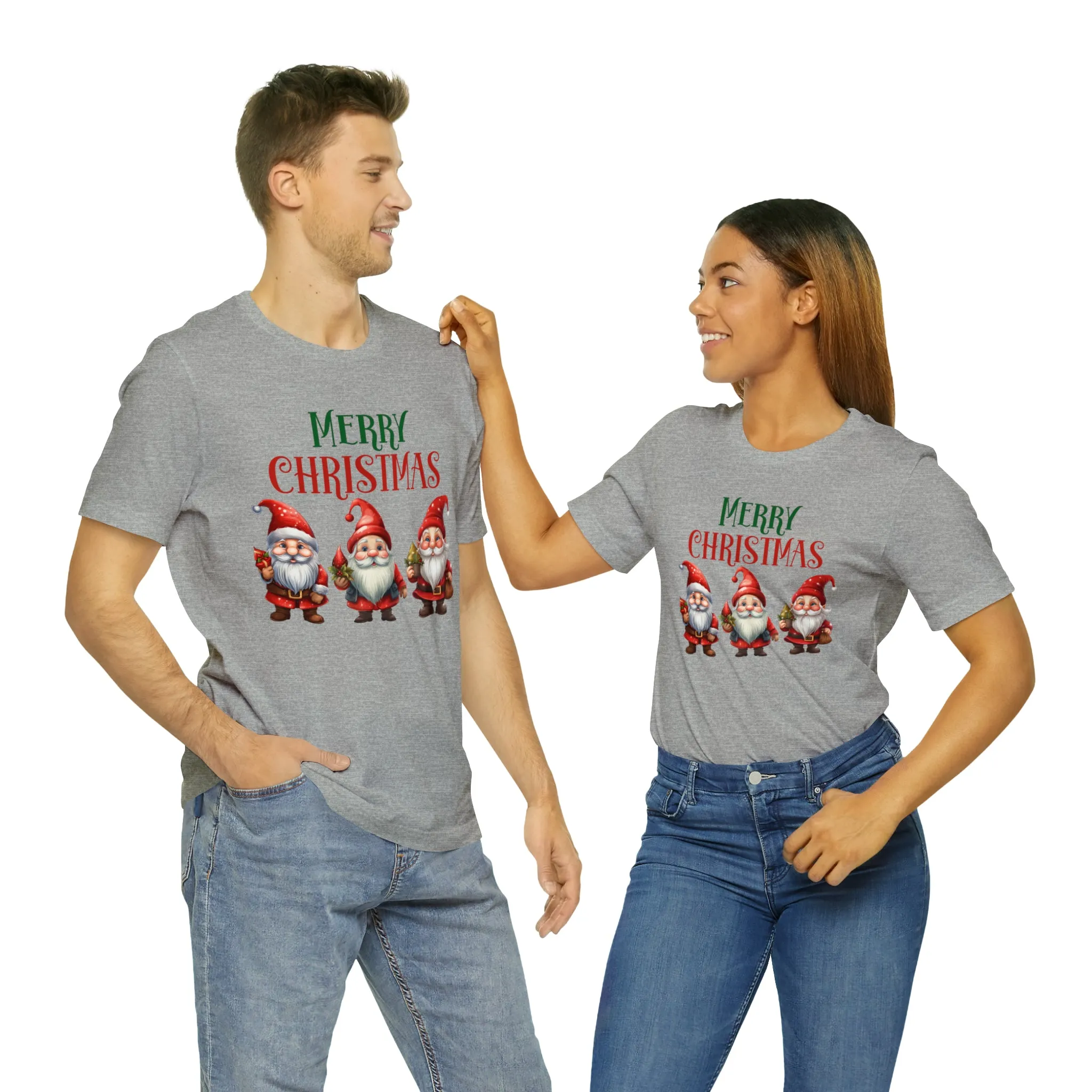 Three Gnomes Merry Christmas T-Shirt | Festive XMas Tee |  Bella Canvas 3001 Unisex | Happy Holidays Short Sleeve Tshirt