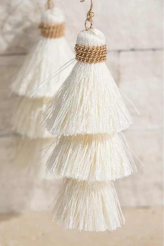 Three-Tier Tassel Earrings -- Several Colors!