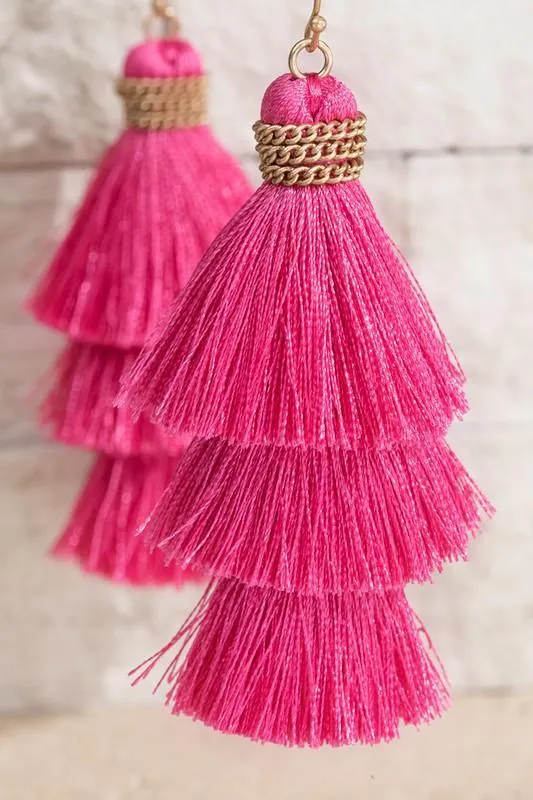 Three-Tier Tassel Earrings -- Several Colors!