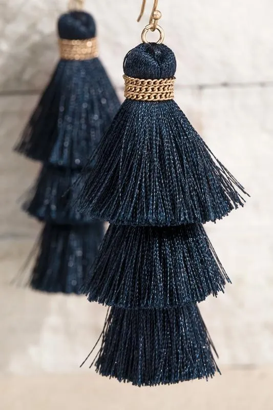 Three-Tier Tassel Earrings -- Several Colors!