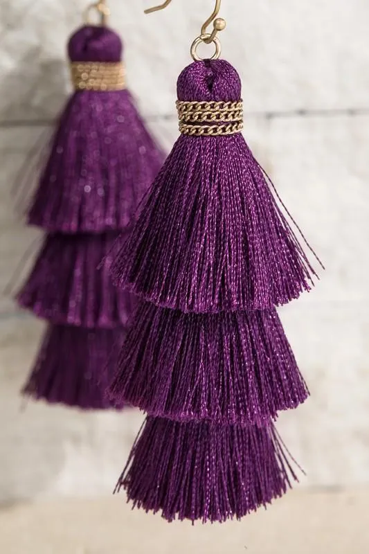 Three-Tier Tassel Earrings -- Several Colors!