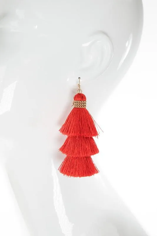 Three-Tier Tassel Earrings -- Several Colors!