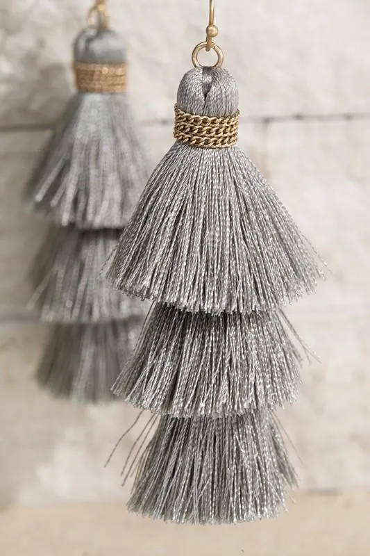 Three-Tier Tassel Earrings -- Several Colors!