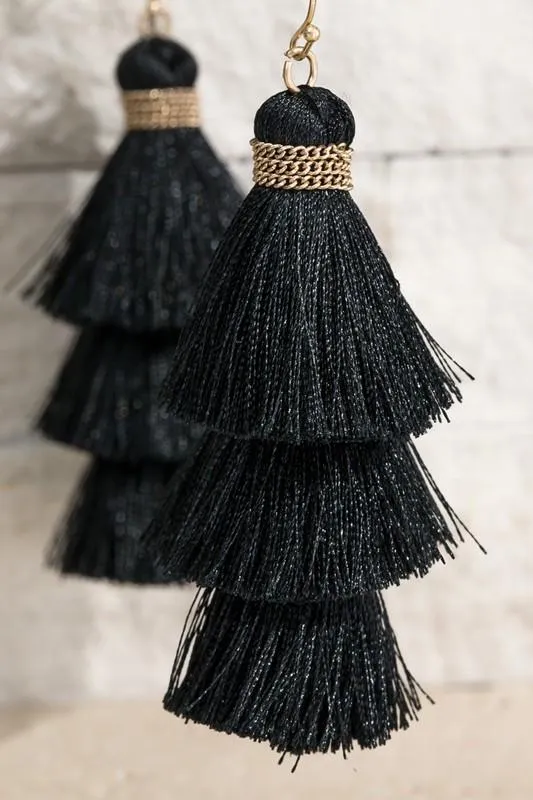 Three-Tier Tassel Earrings -- Several Colors!