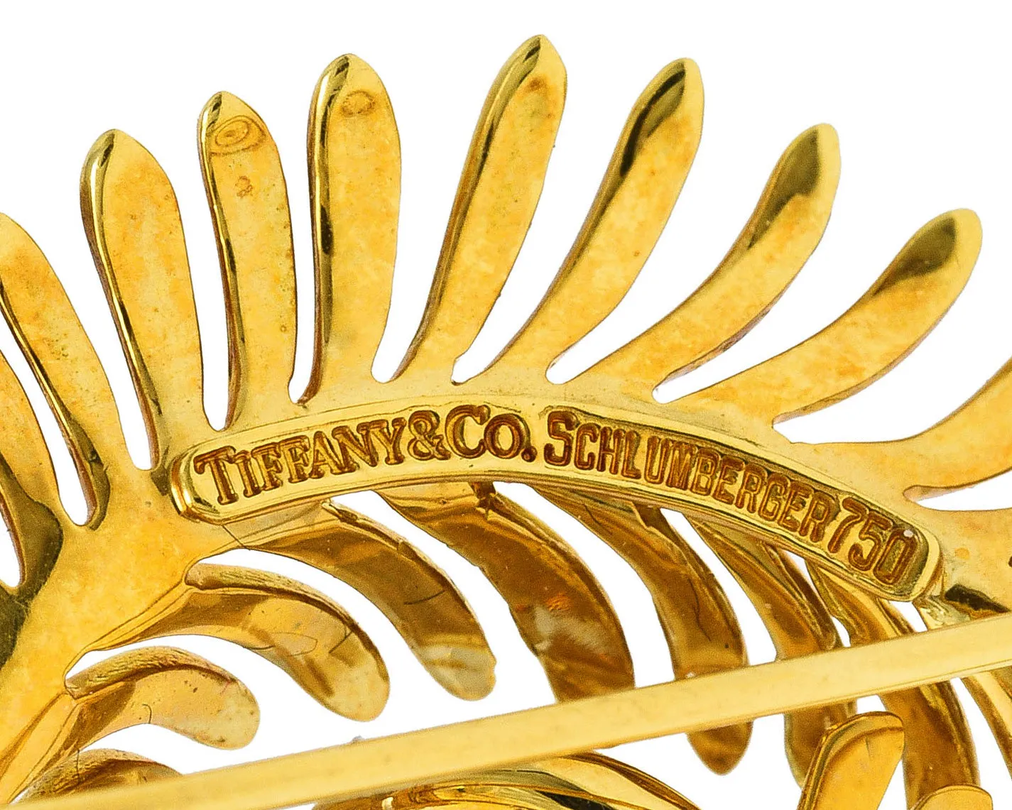 Tiffany & Co. Schlumberger 18 Karat Yellow Gold Feather Vintage Brooch