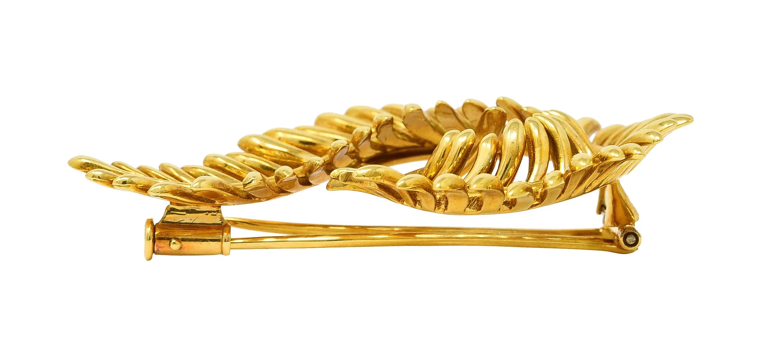 Tiffany & Co. Schlumberger 18 Karat Yellow Gold Feather Vintage Brooch
