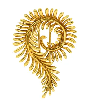 Tiffany & Co. Schlumberger 18 Karat Yellow Gold Feather Vintage Brooch