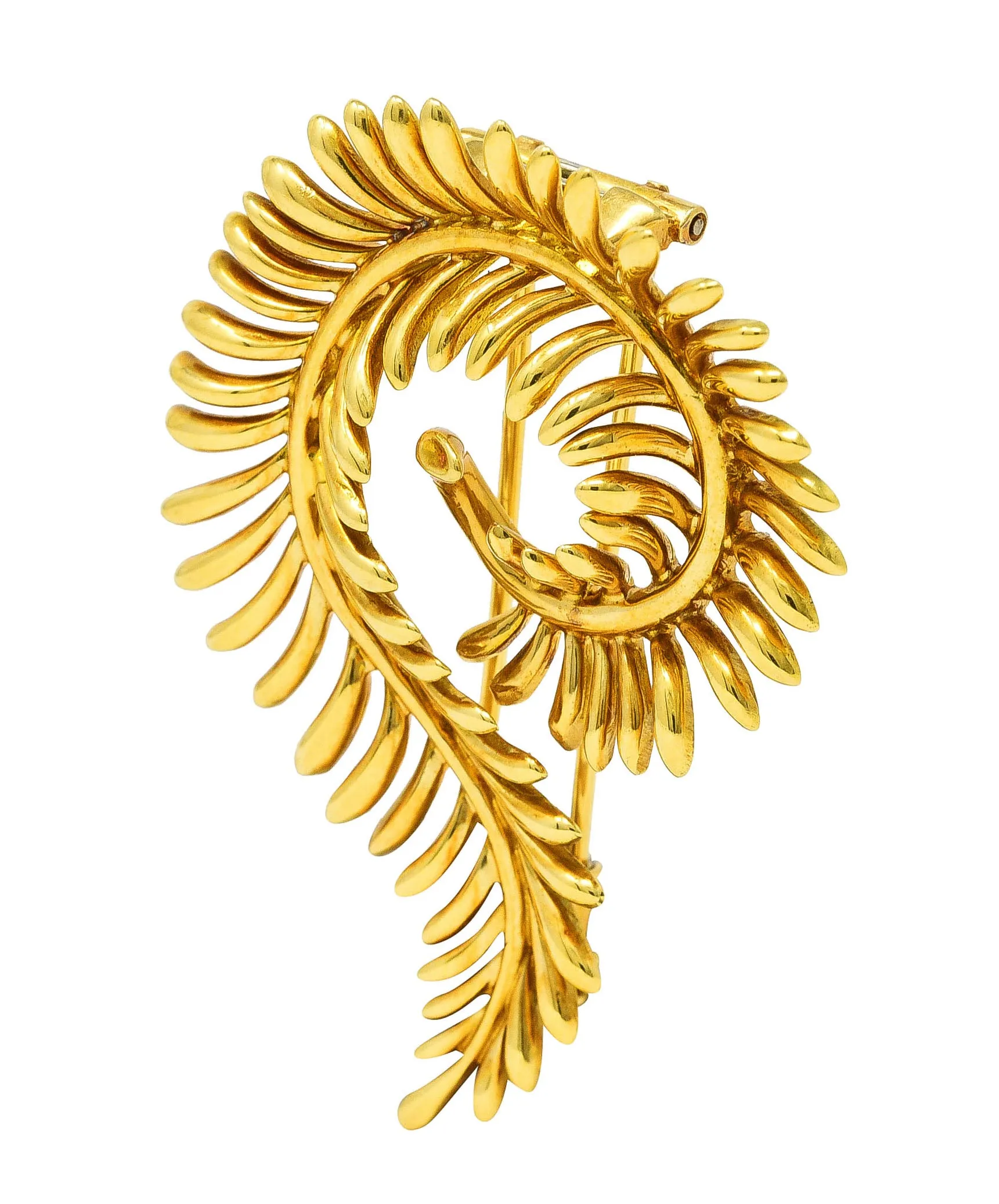 Tiffany & Co. Schlumberger 18 Karat Yellow Gold Feather Vintage Brooch