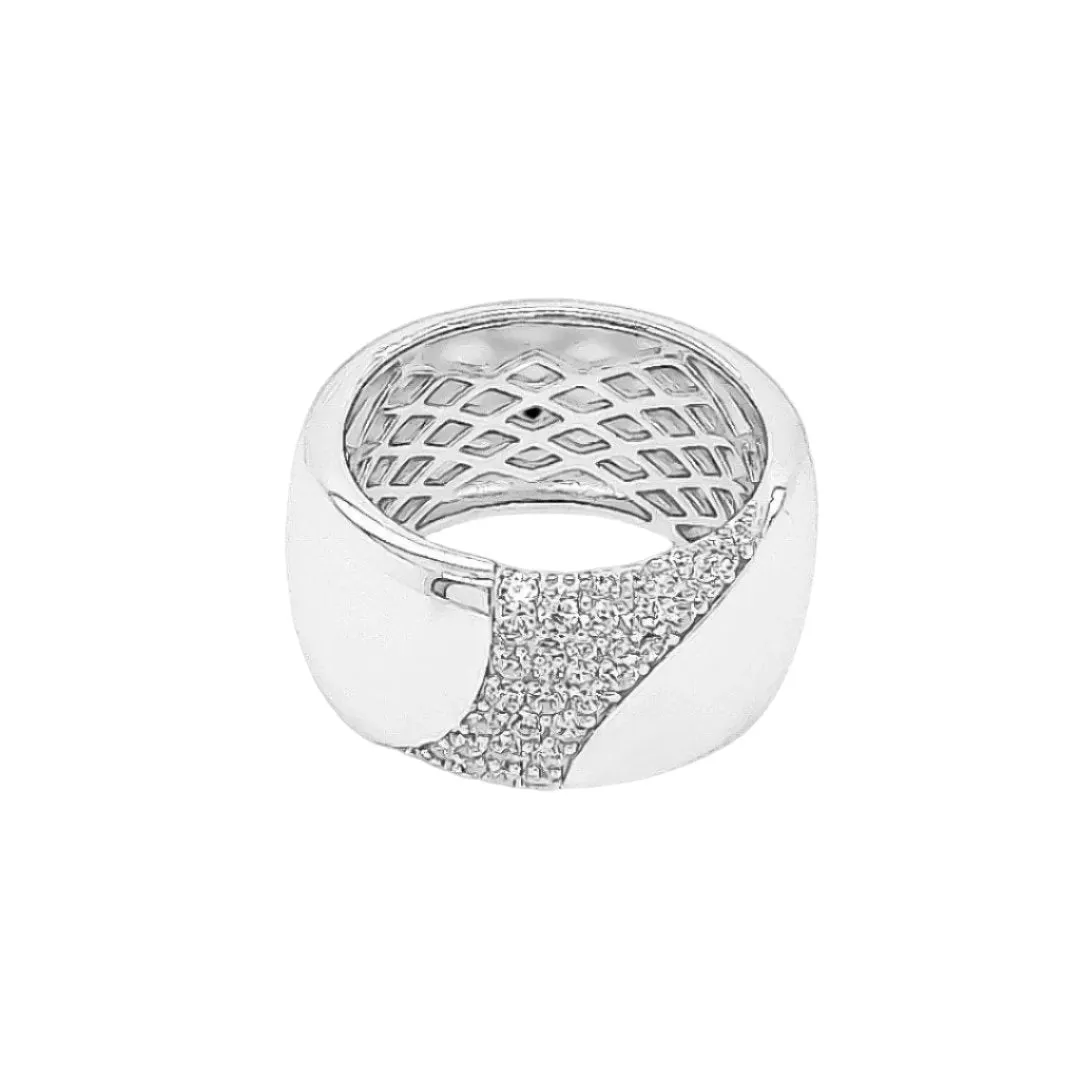 Timeless Wave Gold-Toned Cubic Zirconia Band Ring - C1396639