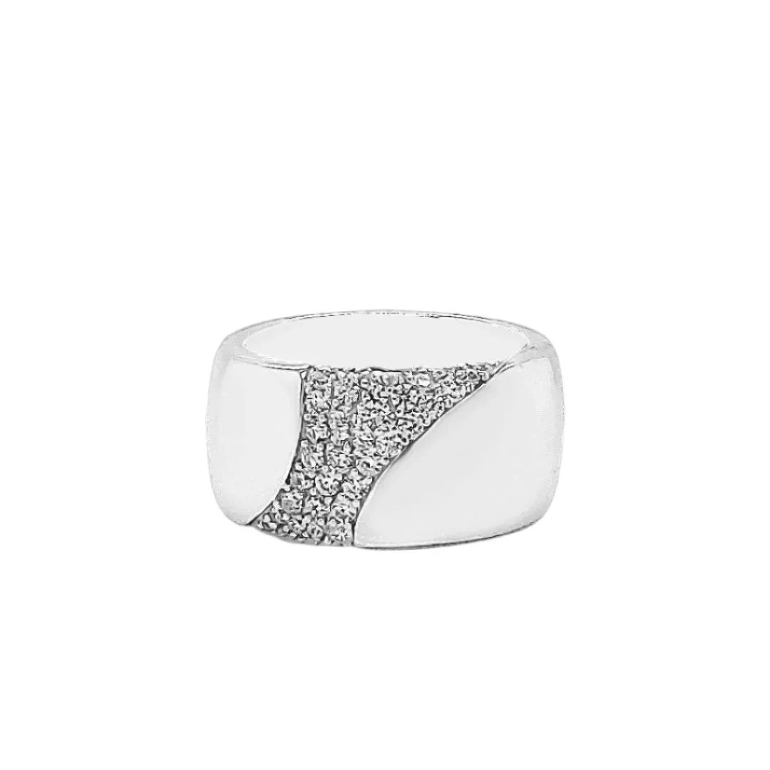 Timeless Wave Gold-Toned Cubic Zirconia Band Ring - C1396639