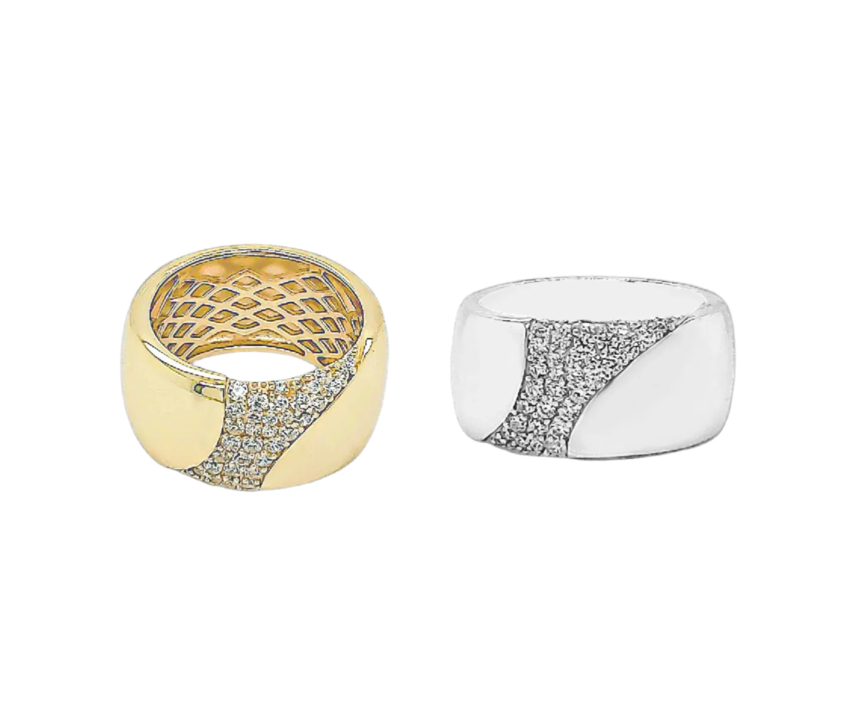 Timeless Wave Gold-Toned Cubic Zirconia Band Ring - C1396639