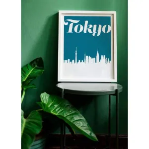 Tokyo, Japan retro inspired city skyline