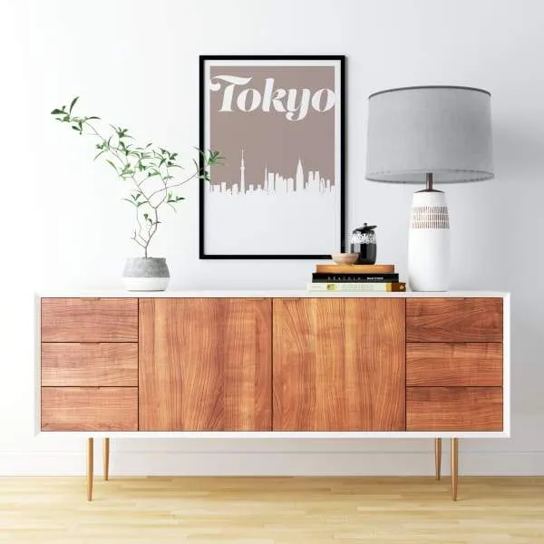 Tokyo, Japan retro inspired city skyline