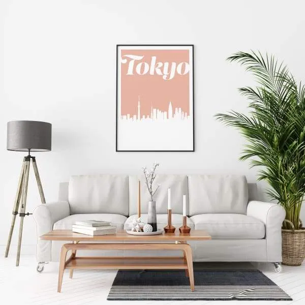 Tokyo, Japan retro inspired city skyline