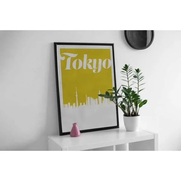Tokyo, Japan retro inspired city skyline
