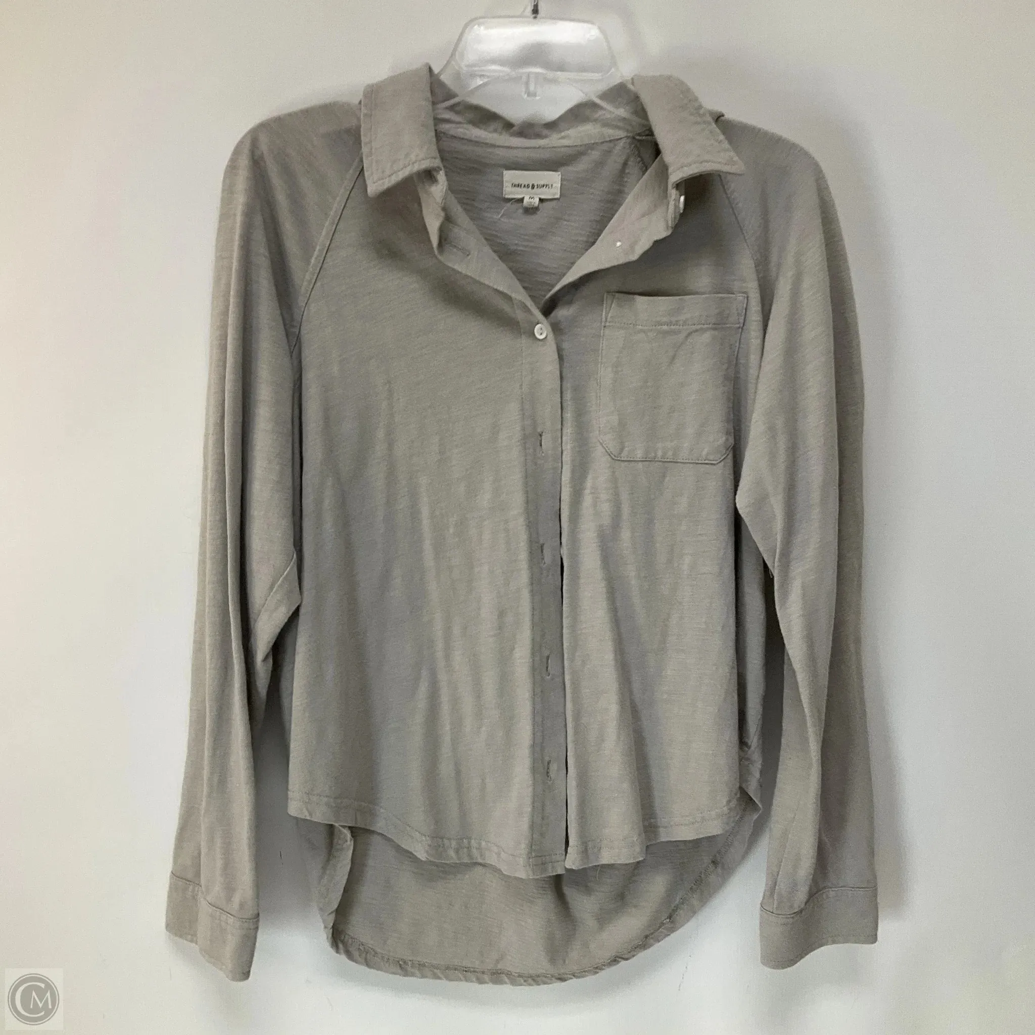 Top Long Sleeve By Thread And Supply In Grey, Size: M