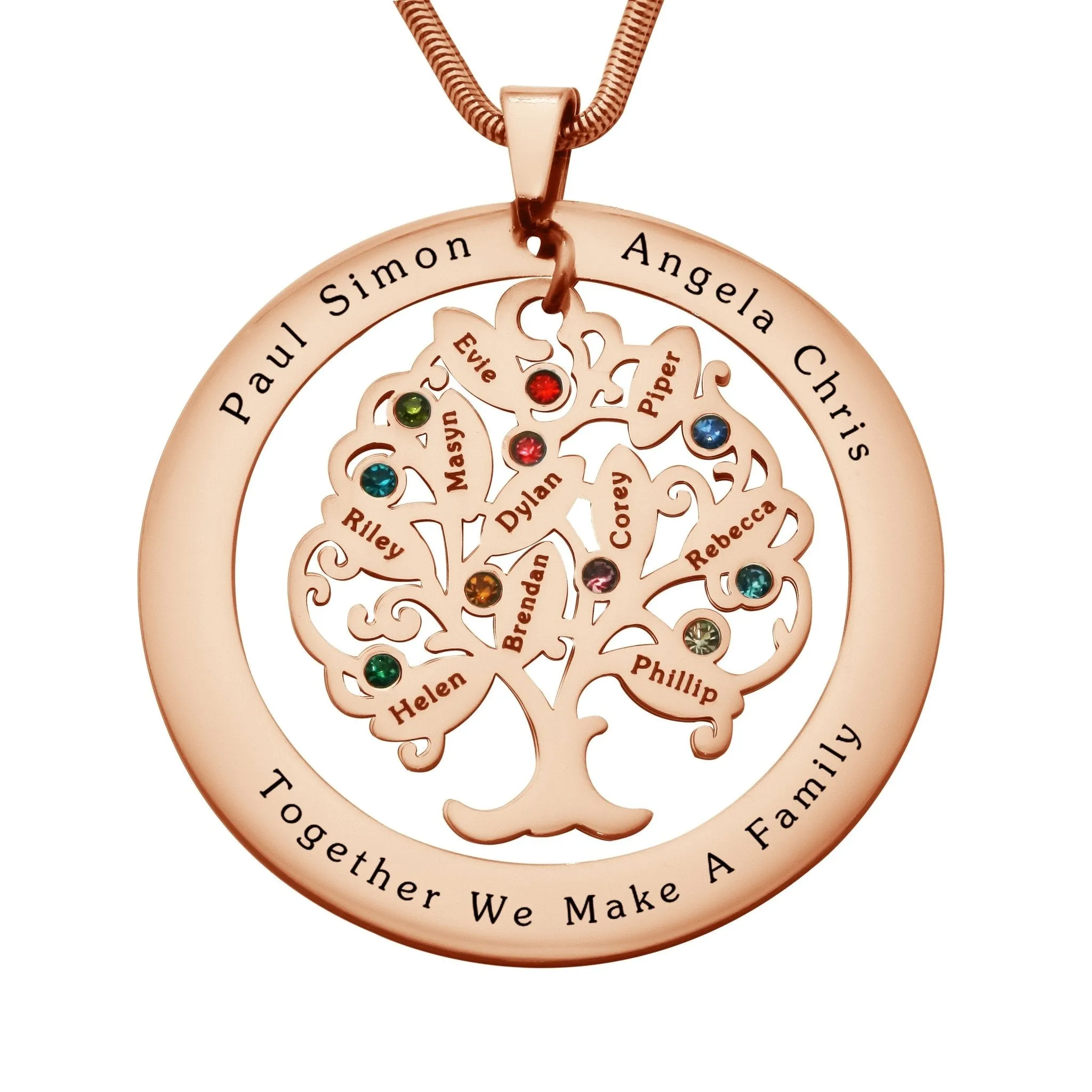 Tree of My Life Necklace with Washer & Birthstones