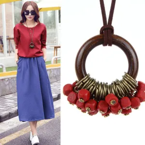 Trendy Boho Style Wooden Necklace