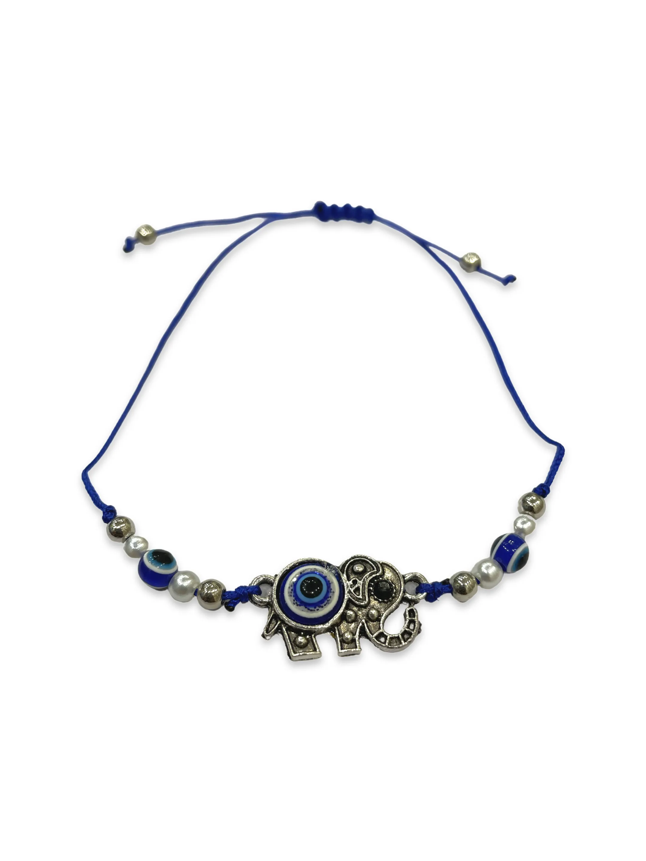 Trendy Elephant Enamel Evil Eye Charm With Blue Thread & Designer