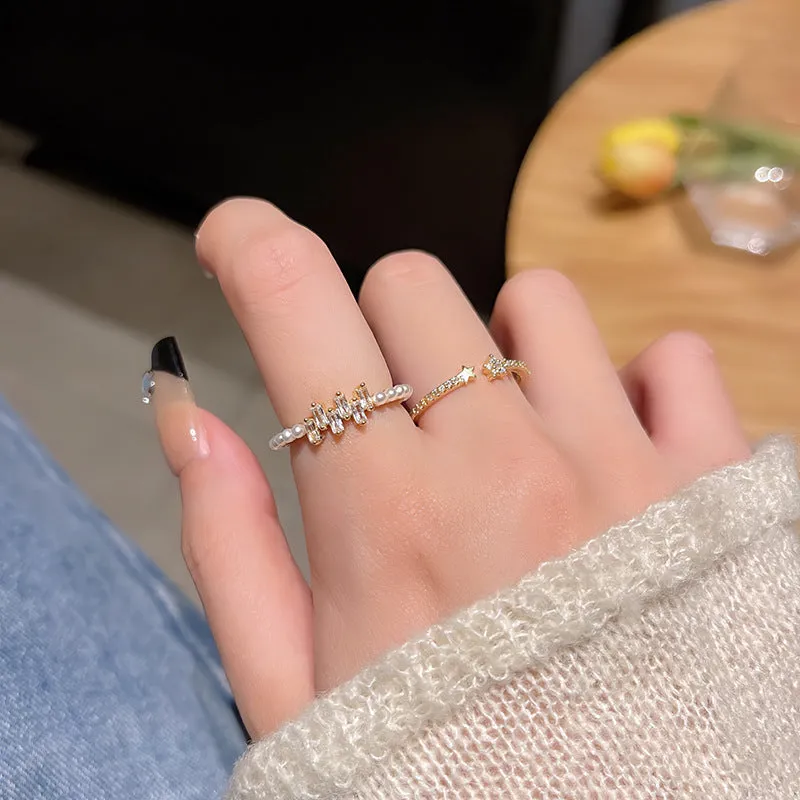 Trendy Zircon Pearl Ring