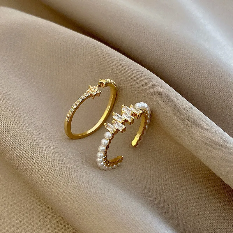 Trendy Zircon Pearl Ring