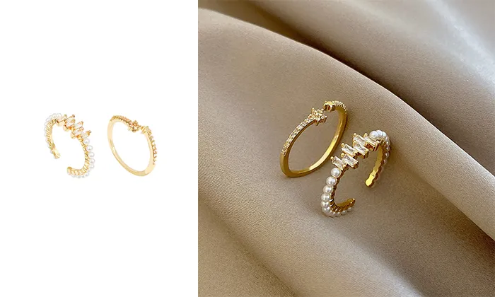 Trendy Zircon Pearl Ring