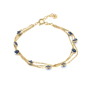 Triple Chain Evil Eye Gold Bracelet