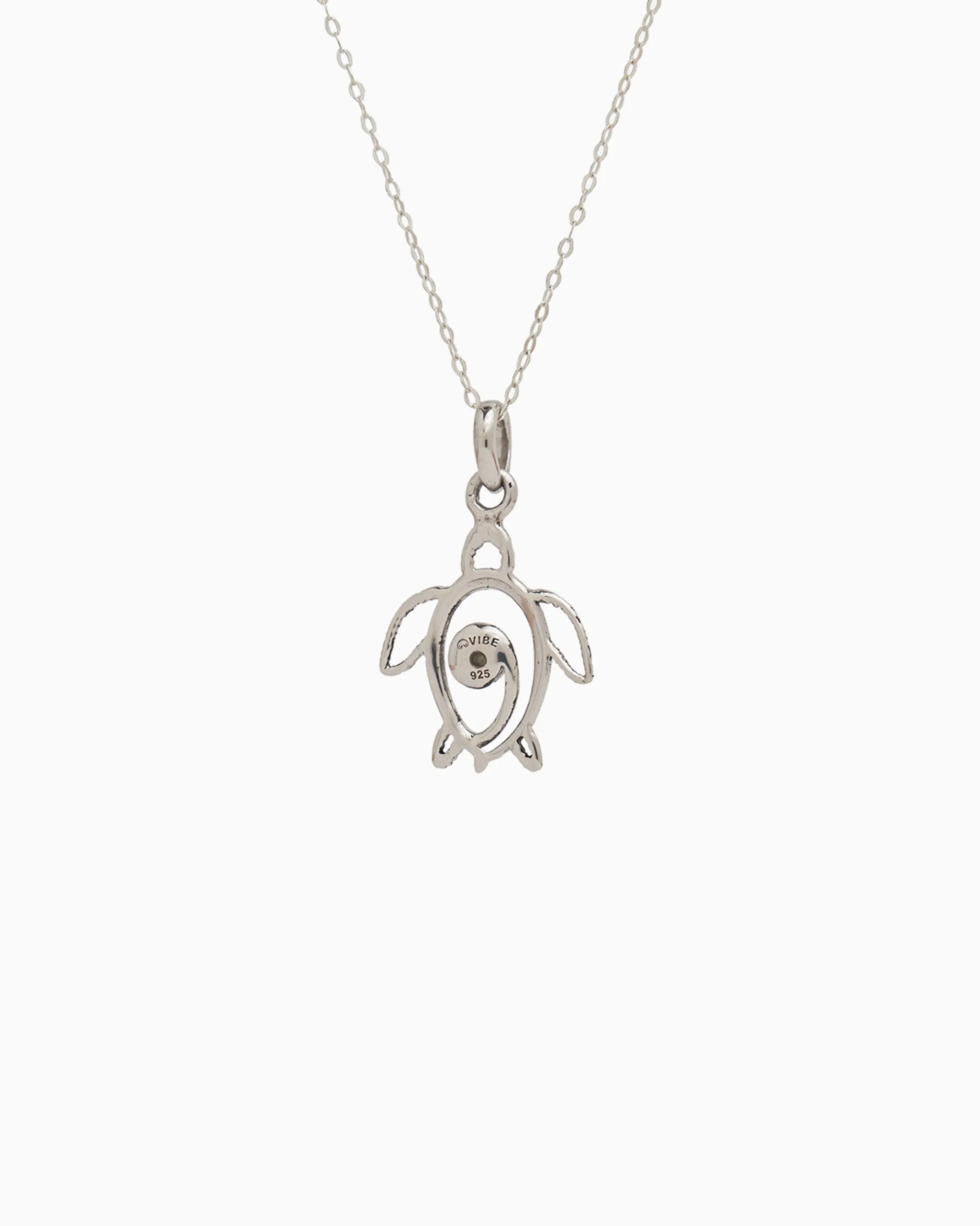 Turtle Outline Pendant with Stone