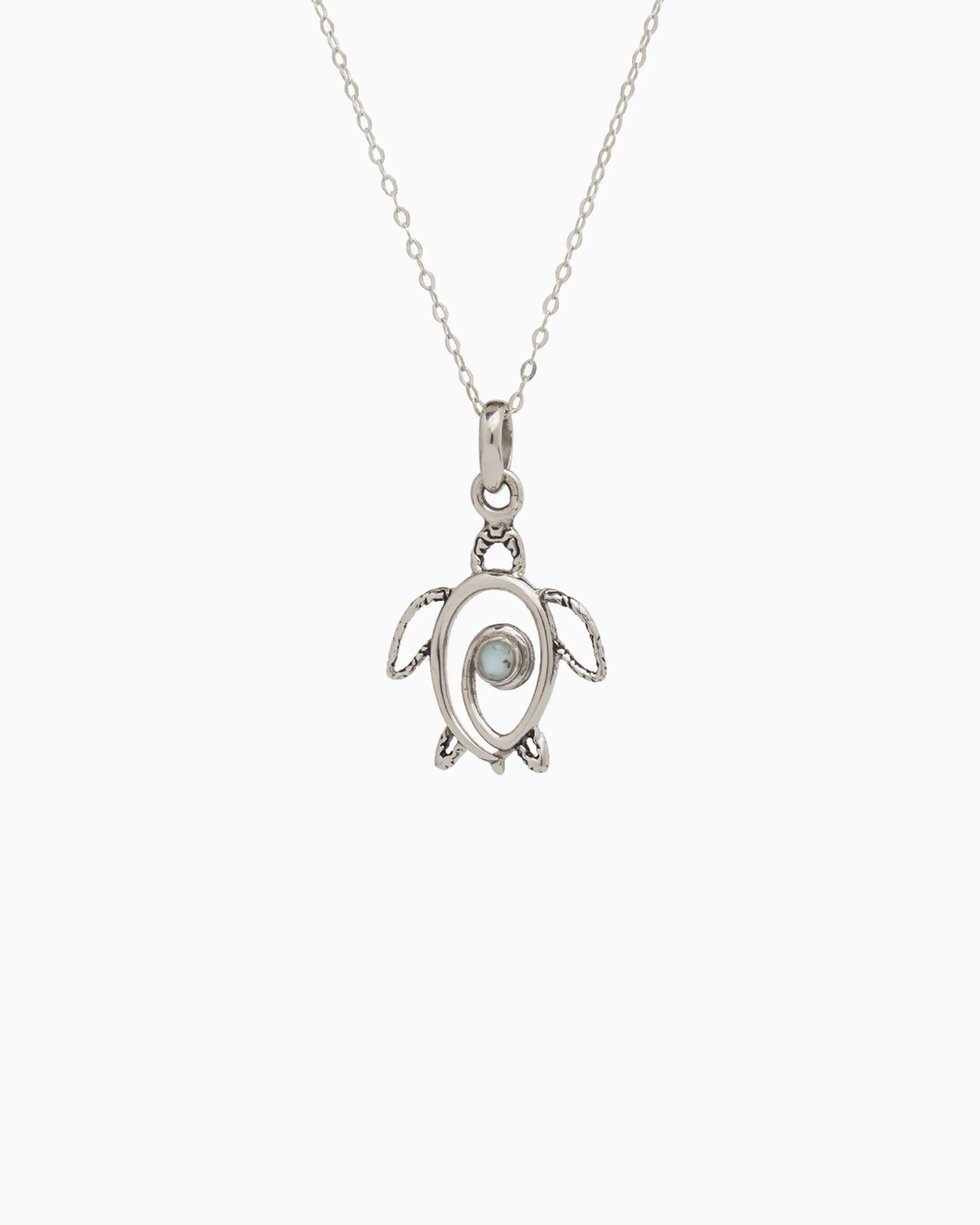 Turtle Outline Pendant with Stone