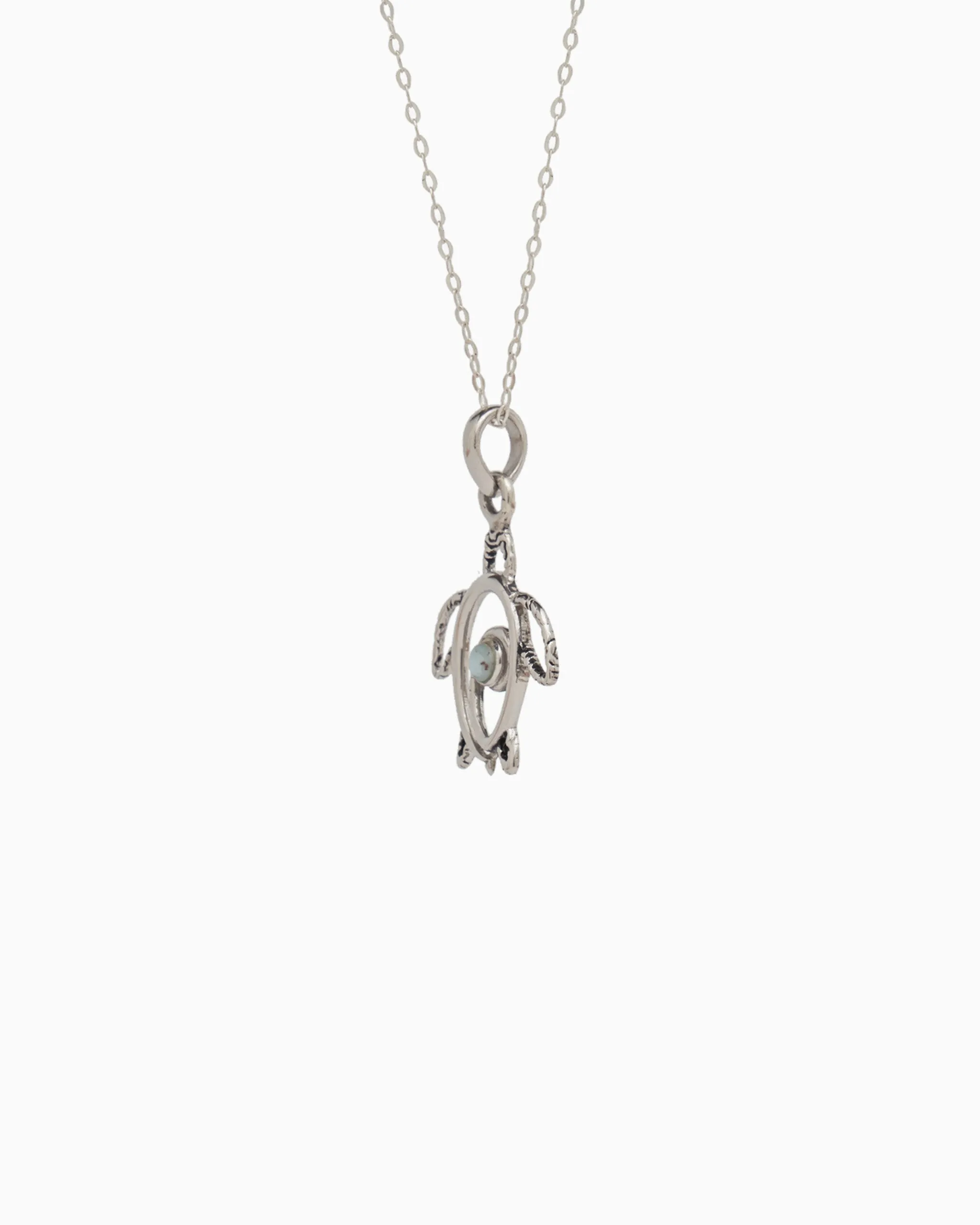 Turtle Outline Pendant with Stone