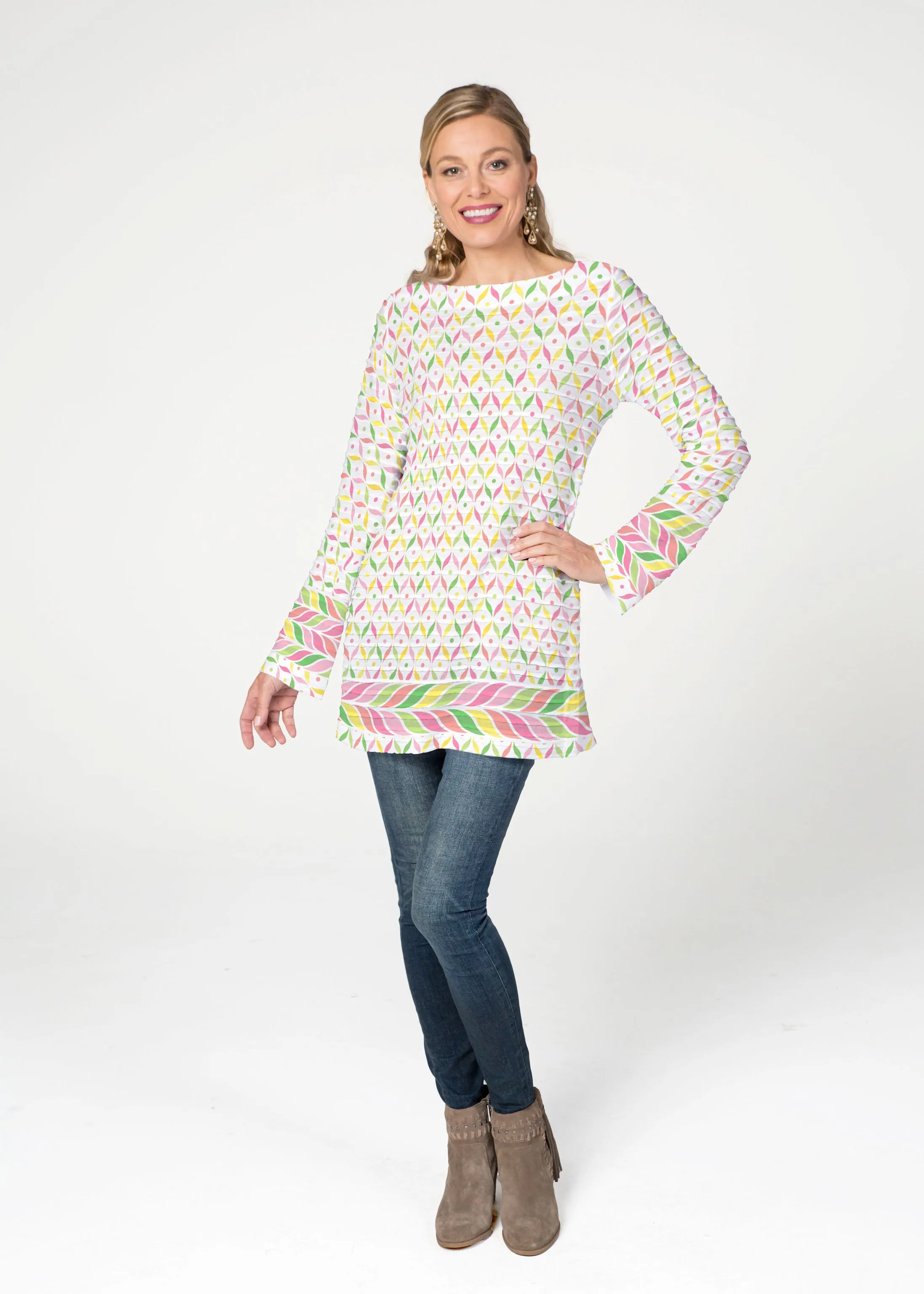 Tutti Fruitti (8036) ~ Banded Boatneck Tunic
