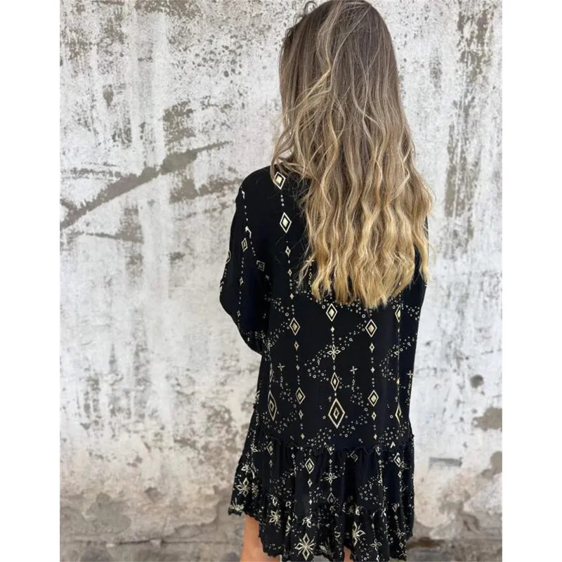 ULRIKA IN RETRO LONG-SLEEVED DRESS