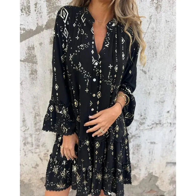 ULRIKA IN RETRO LONG-SLEEVED DRESS