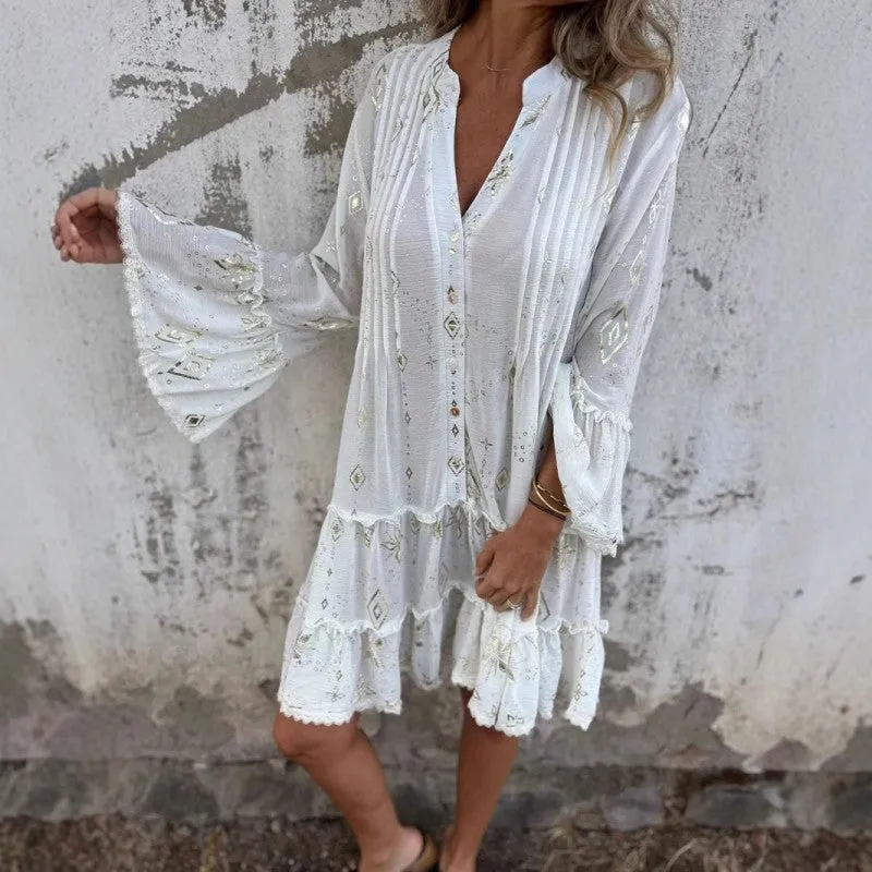 ULRIKA IN RETRO LONG-SLEEVED DRESS