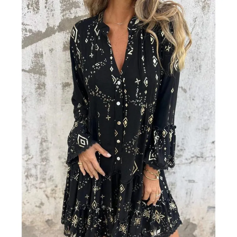 ULRIKA IN RETRO LONG-SLEEVED DRESS
