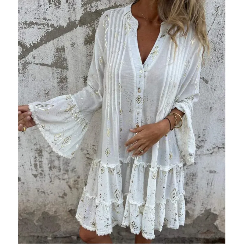 ULRIKA IN RETRO LONG-SLEEVED DRESS