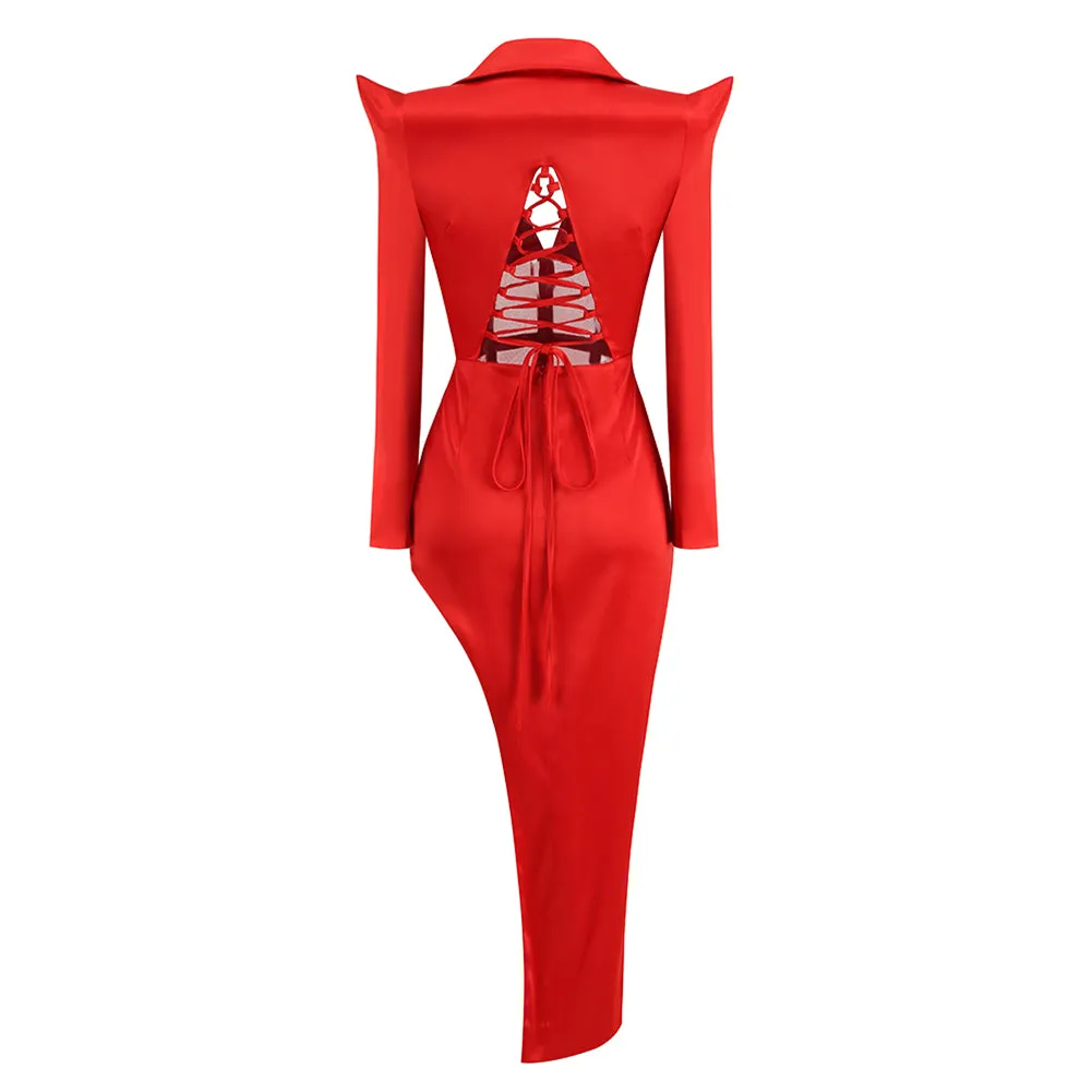 V Neck Long Sleeve Mesh Dress KLYF586