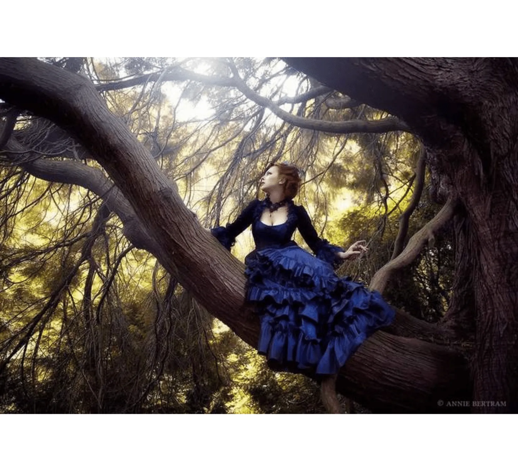 Victorian gothic fantasy blue taffeta costume