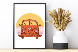Vintage Beach Van Archival Art Print | Good Vibrations Collection