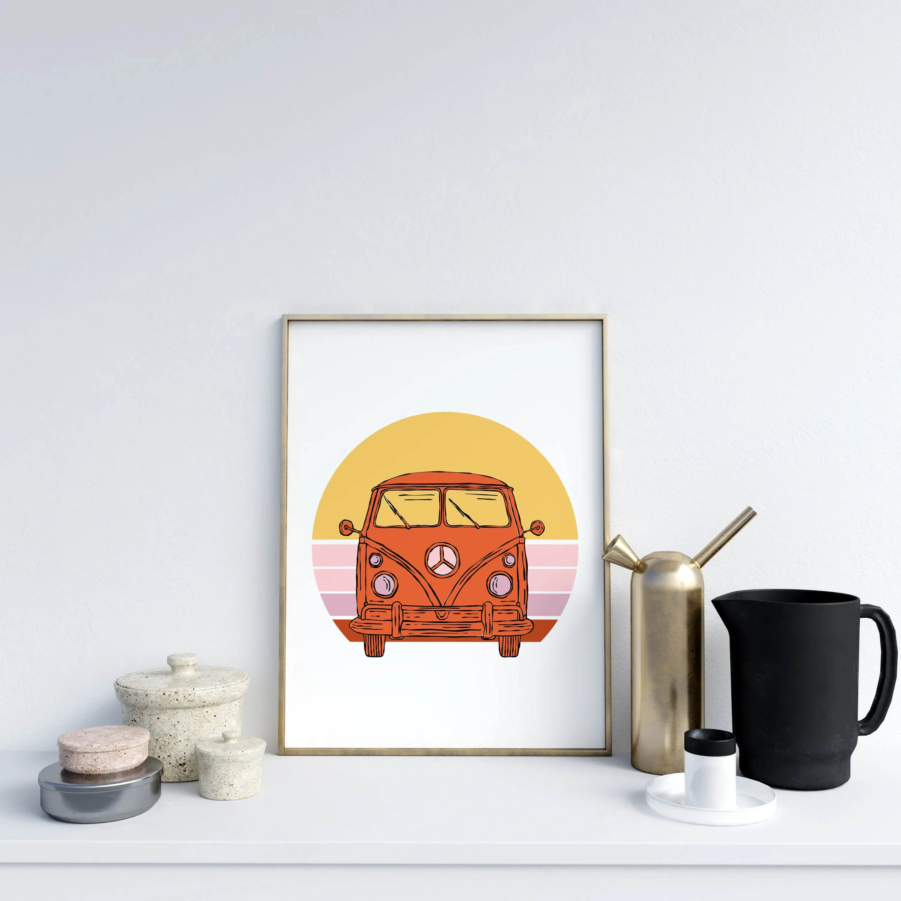 Vintage Beach Van Archival Art Print | Good Vibrations Collection