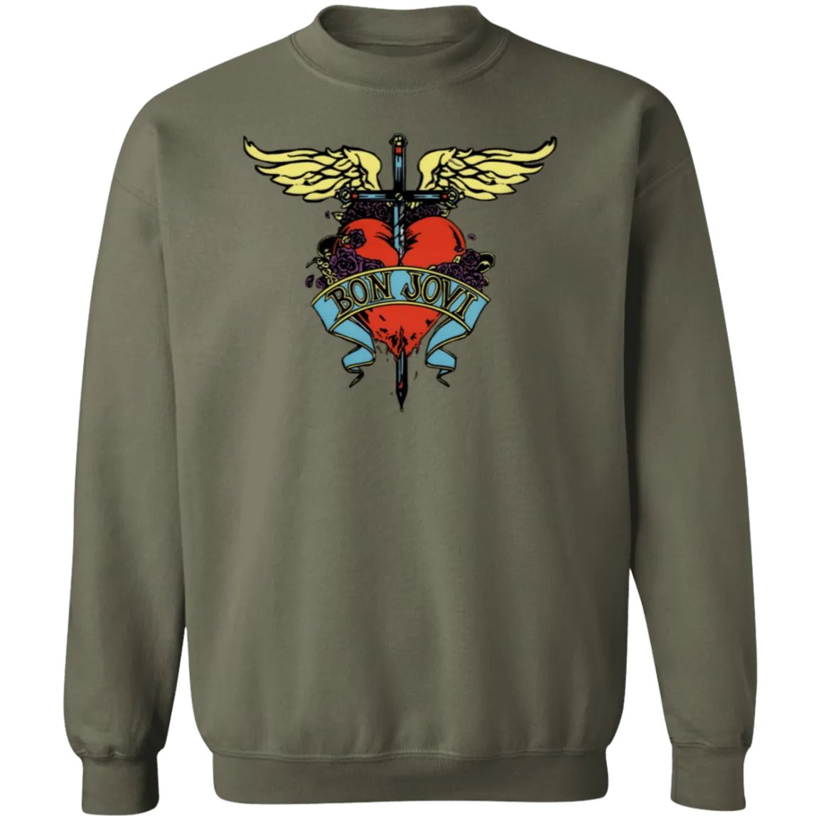 Vintage Bon Jovi Crewneck - Retro Rock Band - Gildan