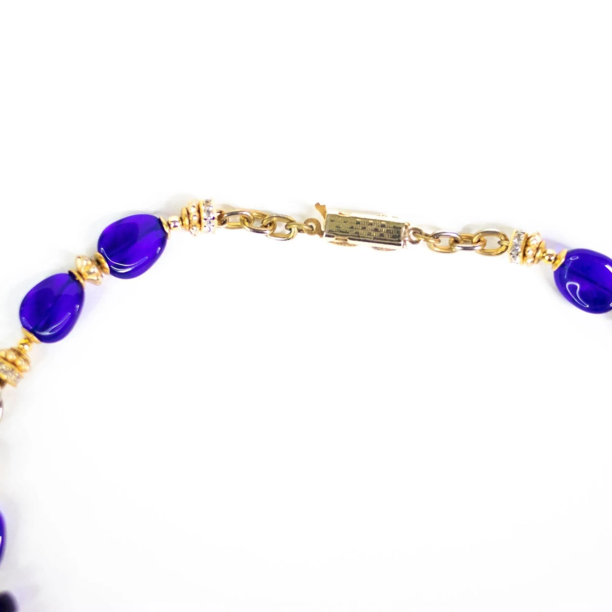Vintage Cobalt Blue Couture Style Poured Glass Necklace