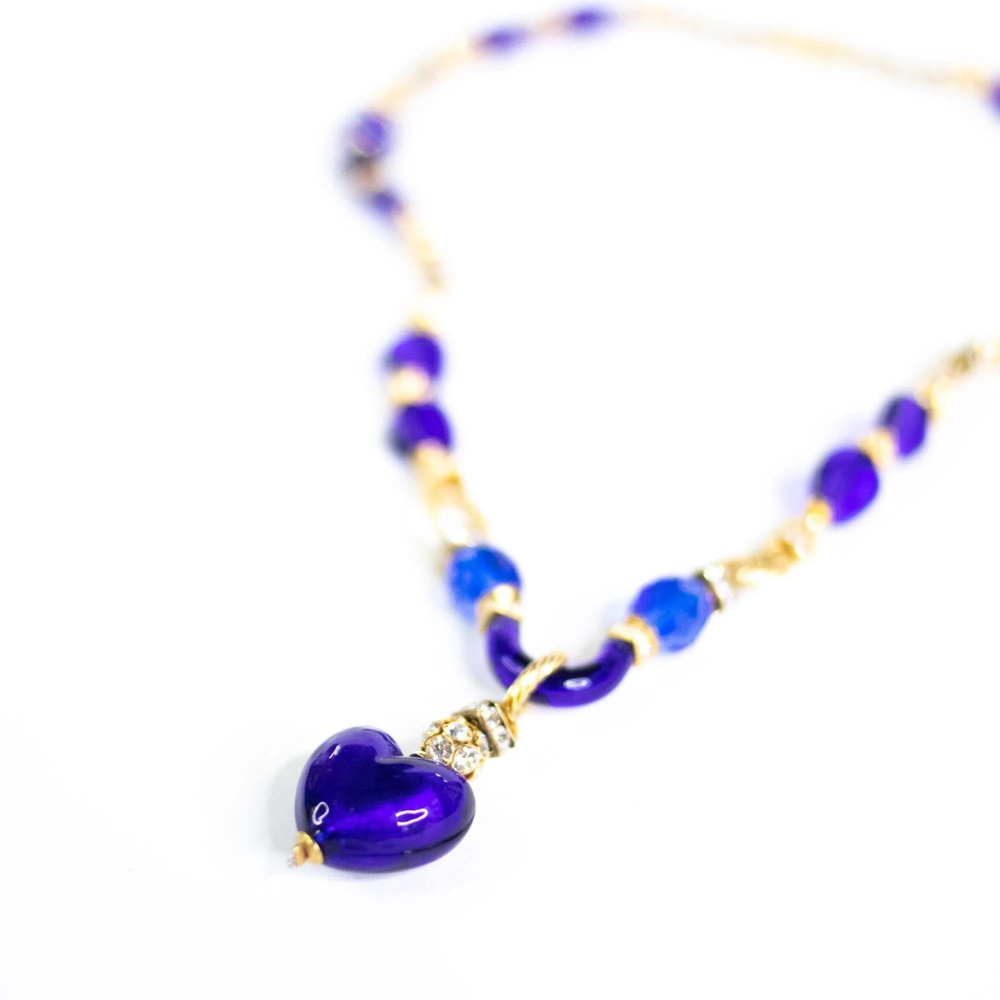 Vintage Cobalt Blue Couture Style Poured Glass Necklace
