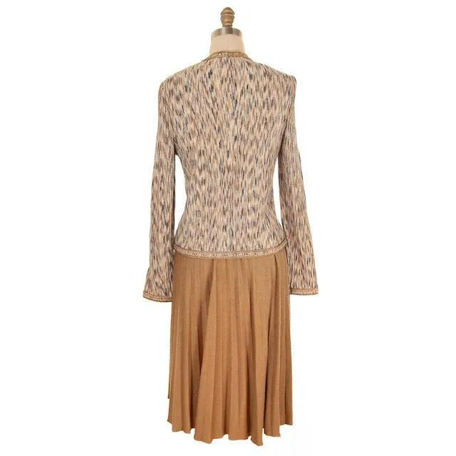 Vintage Ladies Tweed Knit Sweater Suit Oscar De La Renta 1970s Small